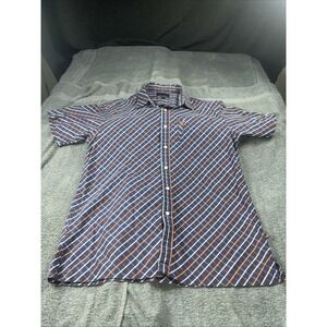 Phat Farm Mens Shirt Size XL  Button Front Short Sleeve Plaid Cotton Multicolor